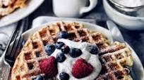 Buttermilk Waffles + Black Sesame Whip Buttermilk Waffles + Black Sesame Whip