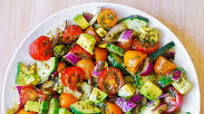 Tomato Cucumber Avocado Salad with Basil Pesto Tomato Cucumber Avocado Salad with Basil Pesto