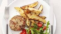 Italian pork patties with potato wedges Italian pork patties with potato wedges