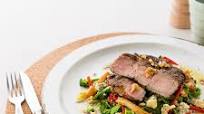 Pork Scotch Fillet with Roasted Pear and Bulgur Salad Pork Scotch Fillet with Roasted Pear and Bulgur Salad