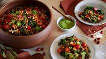 Kale and Farro Salad with Orange-Avocado Dressing Kale and Farro Salad with Orange-Avocado Dressing