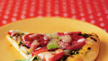 Pesto Pizza With Sliced Tomatoes Pesto Pizza With Sliced Tomatoes