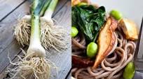 Soba With Green Garlic, Spinach, Edamame and Crispy Tofu Soba With Green Garlic, Spinach, Edamame and Crispy Tofu