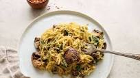 Roasted Vegan Spaghetti Squash with Mushrooms and Kale Recipe Roasted Vegan Spaghetti Squash with Mushrooms and Kale Recipe