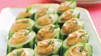 Red-Pepper Hummus in Cucumber Cups Red-Pepper Hummus in Cucumber Cups