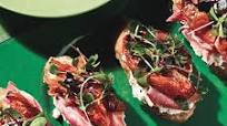 Bruschetta with Rosemary, Roasted Plum Tomatoes, Ricotta and Prosciutto Bruschetta with Rosemary, Roasted Plum Tomatoes, Ricotta and Prosciutto