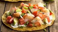 Tostadas de camarón con pepino Tostadas de camarón con pepino