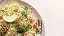 Lemony Turkey Kofta on Bulgur with Herb Drizzle Lemony Turkey Kofta on Bulgur with Herb Drizzle