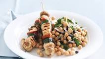 Salmon skewers with Moroccan chickpea and parsley salad Salmon skewers with Moroccan chickpea and parsley salad