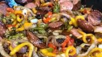 Easy Outdoor Cast Iron Sausage and Peppers Skillet Easy Outdoor Cast Iron Sausage and Peppers Skillet