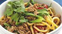 Pork and coriander noodles Pork and coriander noodles