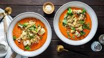 Creamy Tomato Bisque with Quinoa and Parmesan Roasted Cauliflower Creamy Tomato Bisque with Quinoa and Parmesan Roasted Cauliflower