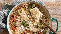 Mediterranean Chicken-and-Bulgur Skillet Mediterranean Chicken-and-Bulgur Skillet