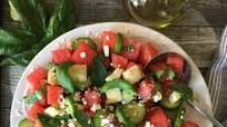 Greek Style Watermelon Salad with Balsamic Vinaigrette Greek Style Watermelon Salad with Balsamic Vinaigrette