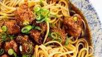 Crispy pork with saucy spicy noodles Crispy pork with saucy spicy noodles