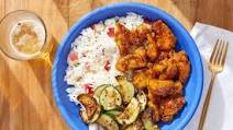 Crispy Curry Chicken with Sautéed Zucchini & Nectarine Rice Crispy Curry Chicken with Sautéed Zucchini & Nectarine Rice
