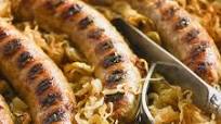 Baked Brats in Caramelized Sauerkraut Baked Brats in Caramelized Sauerkraut