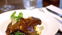 Braised squirrel, horseradish mash, sprout tops and hazelnut jus Braised squirrel, horseradish mash, sprout tops and hazelnut jus