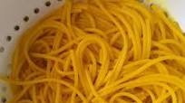Yellow Spaghetti with Fruits and Milk Sweetness Yellow Spaghetti with Fruits and Milk Sweetness