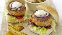 Pork burgers with herby chips Pork burgers with herby chips