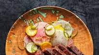 Bison Rib Eye With Pickled Vegetables Bison Rib Eye With Pickled Vegetables