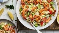 Greek Style Grilled Shrimp Orzo Pasta Salad Greek Style Grilled Shrimp Orzo Pasta Salad