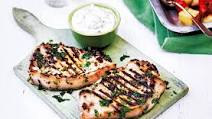 Pork chops with roasted veg and garlic-herb mayo Pork chops with roasted veg and garlic-herb mayo
