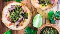 Carne Asada Tostadas with Pistachio Chimichurri Carne Asada Tostadas with Pistachio Chimichurri
