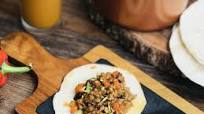 Picadillo with Homemade Pita Bread and Big C Buster Juice Picadillo with Homemade Pita Bread and Big C Buster Juice