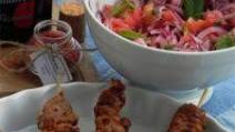 Spicy Lamb Pinchitos with Red Onion Salsa Spicy Lamb Pinchitos with Red Onion Salsa