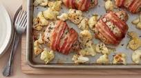 Bacon-Wrapped Pork Chops and Cauliflower Sheet-Pan Dinner Bacon-Wrapped Pork Chops and Cauliflower Sheet-Pan Dinner