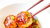 Quick Japanese tofu and chicken meatballs in teriyaki sauce Quick Japanese tofu and chicken meatballs in teriyaki sauce