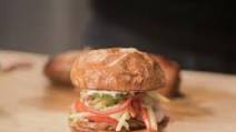 Smoked Pork Tenderloin Sandwich with Apple Slaw and Apricot Habanero Aioli Smoked Pork Tenderloin Sandwich with Apple Slaw and Apricot Habanero Aioli