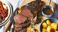 Slow-roasted beef with mustard potatoes Slow-roasted beef with mustard potatoes