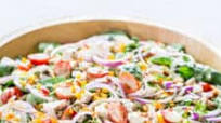 Mediterranean Salad with Hummus Dressing Mediterranean Salad with Hummus Dressing