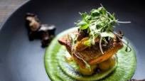 Pan-Seared Steelhead Trout w/ Mushrooms, New Potatoes & Truffled Spring Pea Sauce Pan-Seared Steelhead Trout w/ Mushrooms, New Potatoes & Truffled Spring Pea Sauce