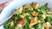 Kale and Romaine Caesar Salad with Potato Croutons Kale and Romaine Caesar Salad with Potato Croutons