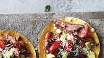Steak Tostadas with Avocados, Tomatoes & Olives Steak Tostadas with Avocados, Tomatoes & Olives