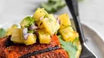 Grilled Blackened Salmon with Pineapple-Avocado Salsa Grilled Blackened Salmon with Pineapple-Avocado Salsa