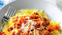 Garlic Spaghetti Squash with Meat Sauce and Tomato Garlic Spaghetti Squash with Meat Sauce and Tomato
