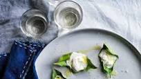 Stracciatella grilled on lemon leaves Stracciatella grilled on lemon leaves