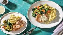 Seared Pork & Tarragon Sauce with Mustard Mashed Potato & Garlic Veggies Seared Pork & Tarragon Sauce with Mustard Mashed Potato & Garlic Veggies