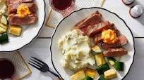 Steak & Spicy Butter with Creamy Mashed Potatoes & Zucchini Steak & Spicy Butter with Creamy Mashed Potatoes & Zucchini