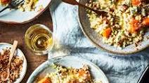 Slow-cooked pearl barley risotto with blue cheese and squash Slow-cooked pearl barley risotto with blue cheese and squash