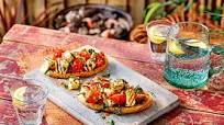 Roast tomato and halloumi bruschetta Roast tomato and halloumi bruschetta