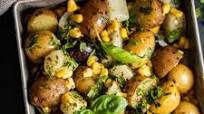 Kohlrabi + Potato Salad with Garden Herb Pesto Kohlrabi + Potato Salad with Garden Herb Pesto
