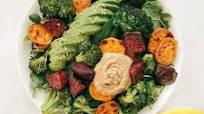Roasted Vegetable Salad with Black Garlic Hummus Roasted Vegetable Salad with Black Garlic Hummus