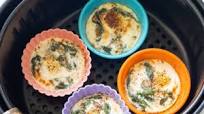 Air Fryer Baked Egg Cups w/ Spinach & Cheese Air Fryer Baked Egg Cups w/ Spinach & Cheese