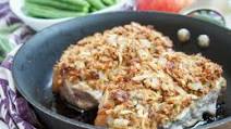 Apple stuffing crusted pork chops Apple stuffing crusted pork chops