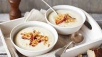 Cauliflower cheese soup with crispy pancetta croutons Cauliflower cheese soup with crispy pancetta croutons